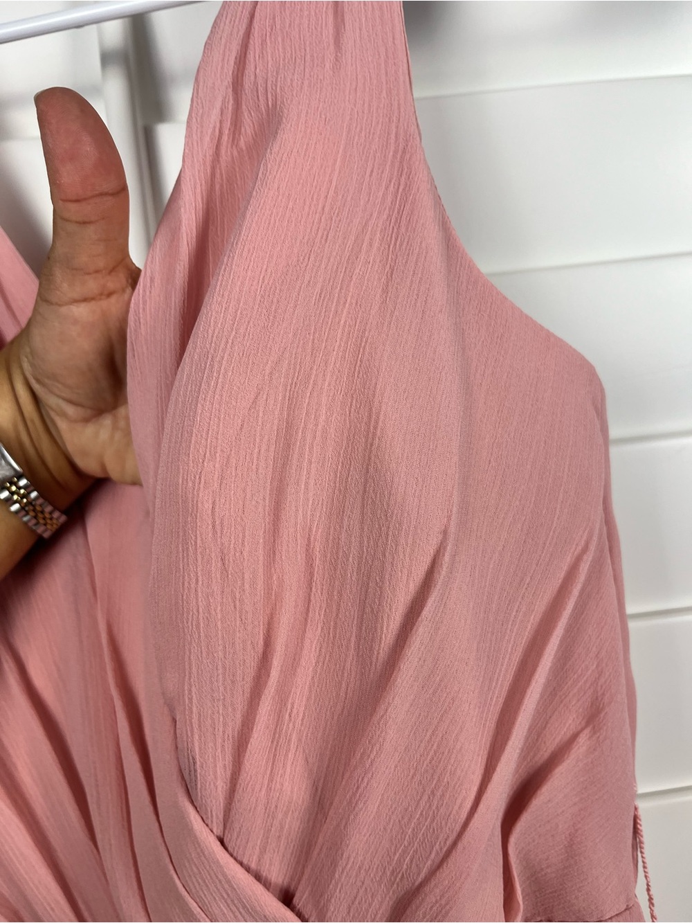 Vera Wang White Blush Pink Chiffon Ruffle Maxi Dress Formal Size 4 - Picture 13 of 14